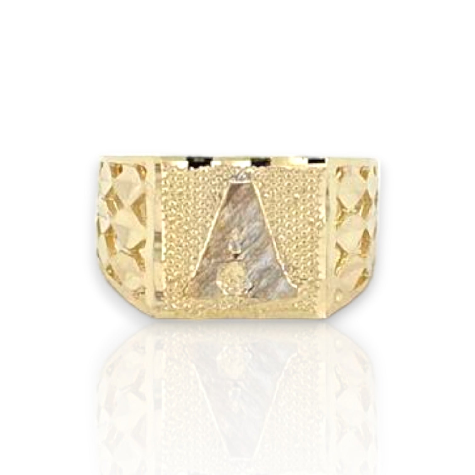 Square Nugget Initial Ring - 10K Yellow Gold – Amjewelrynyc