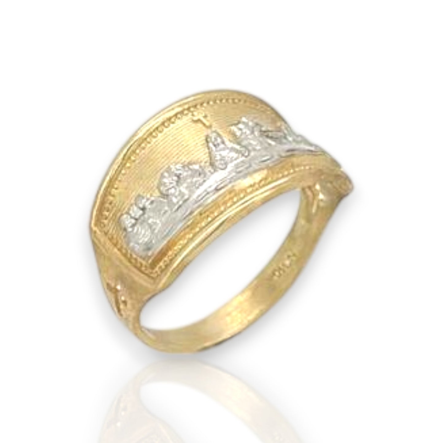 Rectangle Last Supper Ring - 10k Yellow Gold