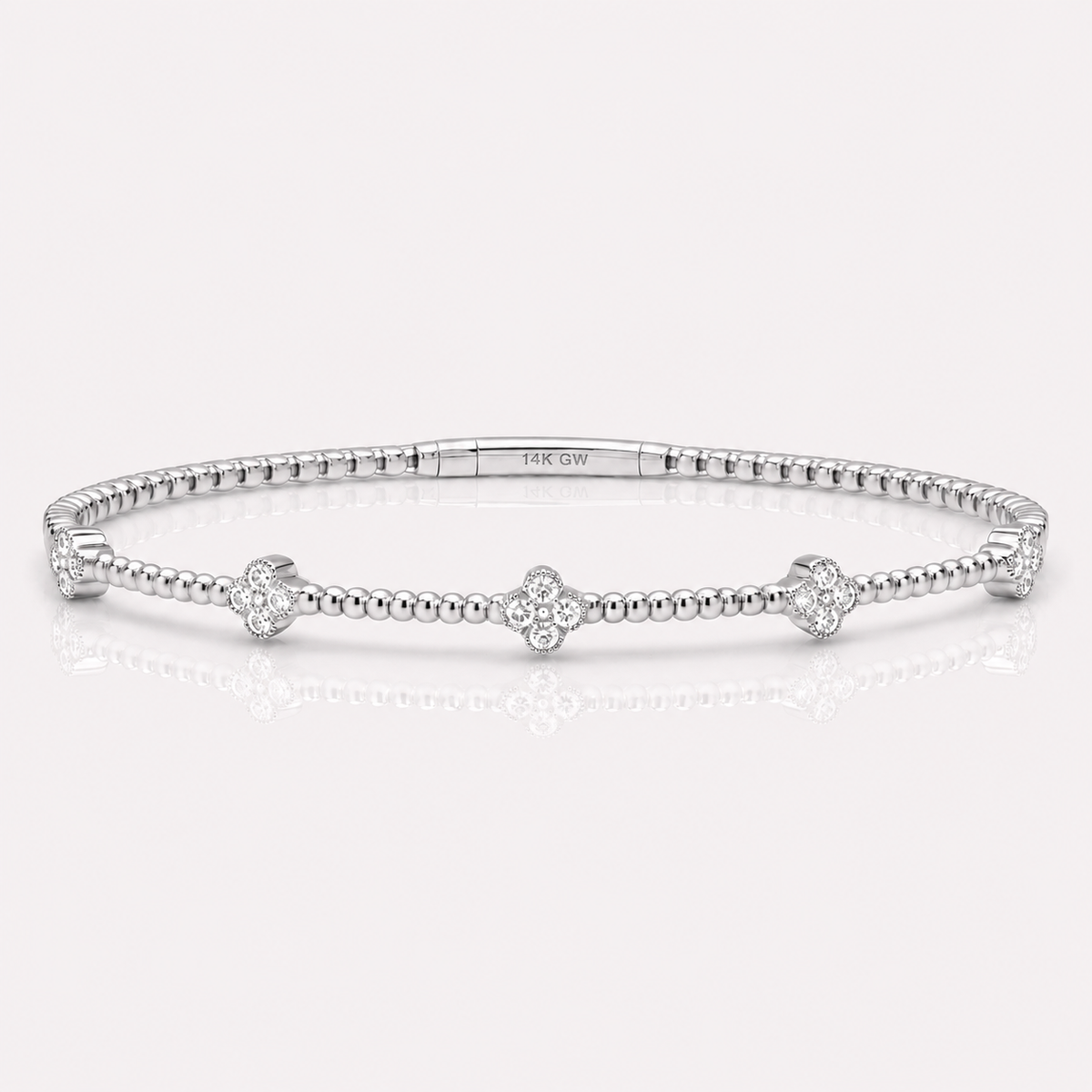 14K Clover Illusion Flexible Bangle