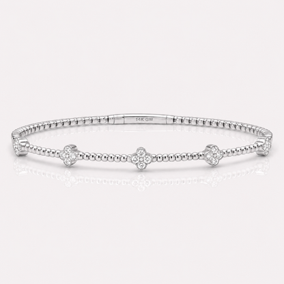 14K Clover Illusion Flexible Bangle