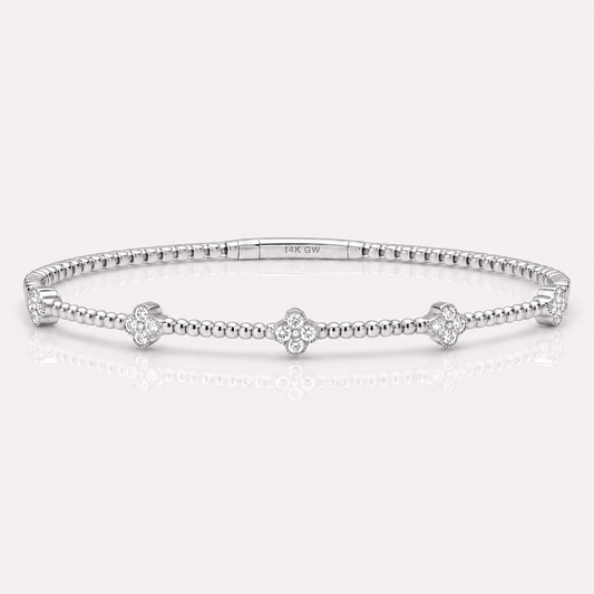 14K Clover Illusion Flexible Bangle