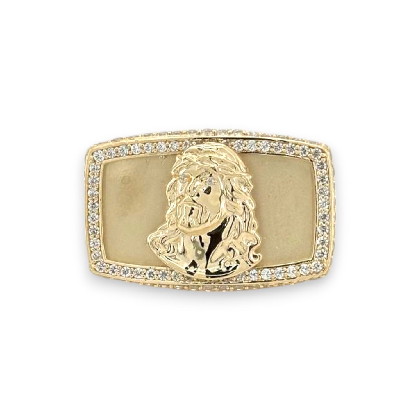 Jesus Rectangle Ring - 10K Yellow Gold