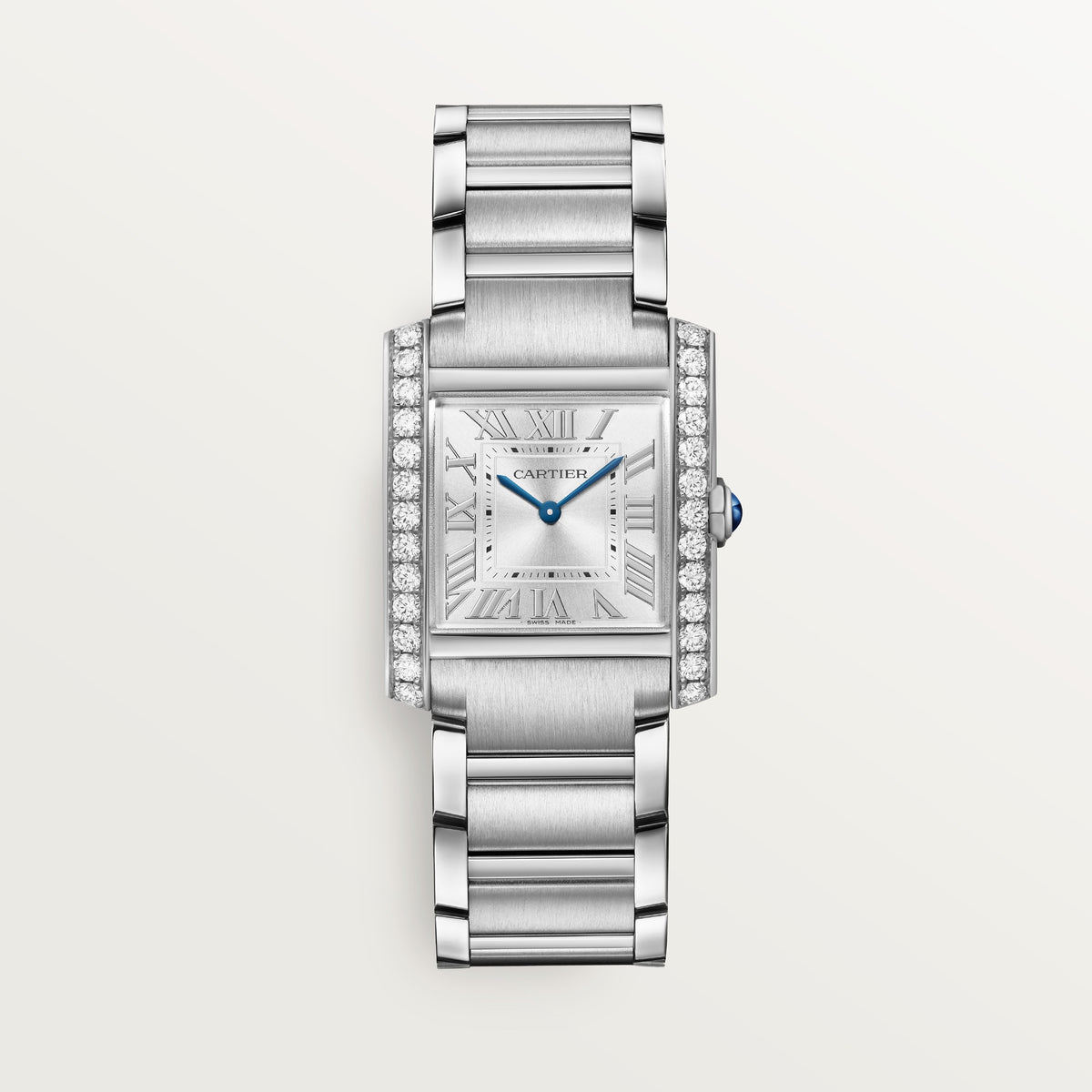 Cartier Tank Française W4TA0028 - Medium model Steel, Silvered sunray Dial, Steel bracelet