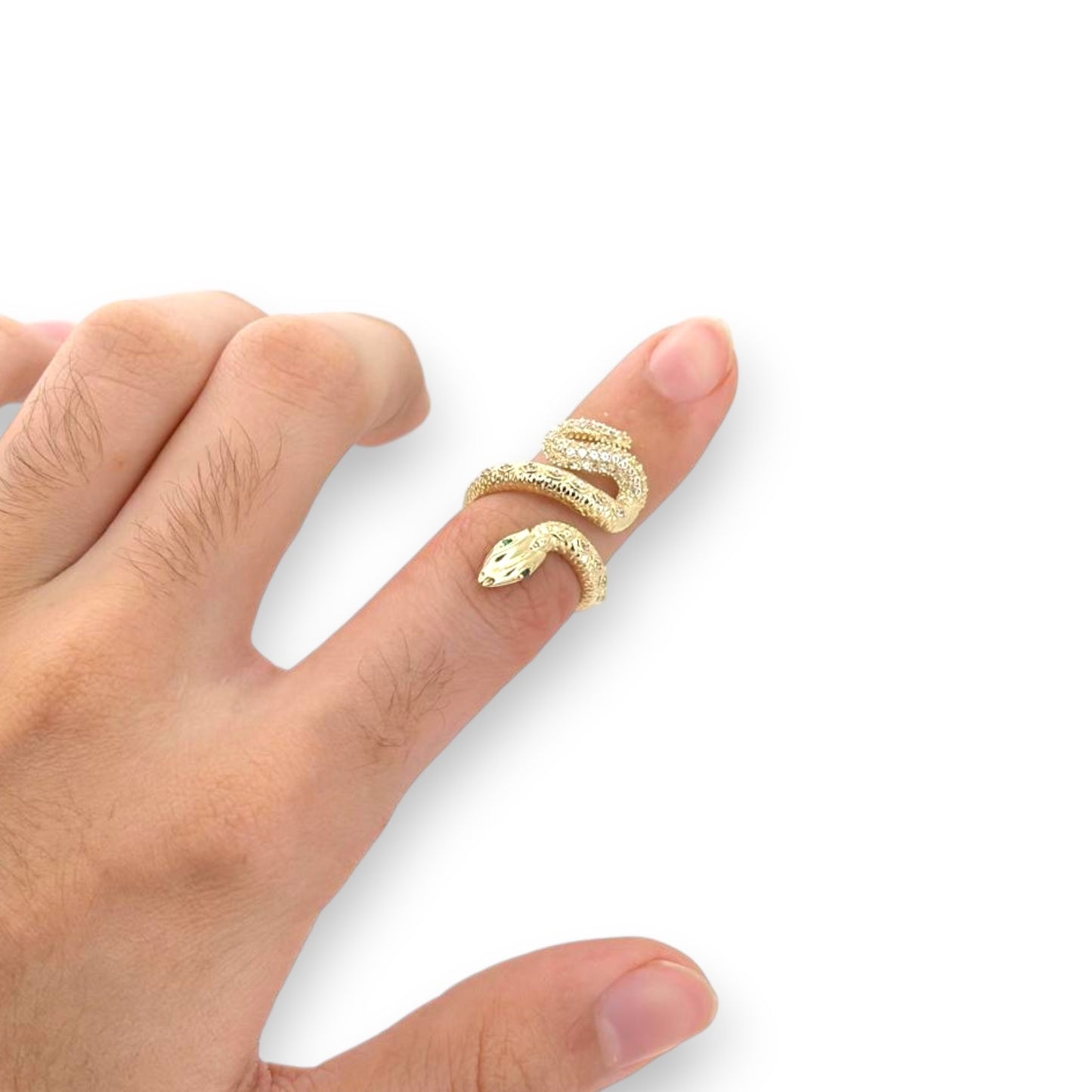 Snake CZ Ring - 10K Yellow Gold