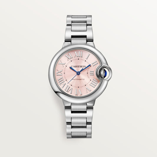 Cartier Ballon Bleu de Cartier WSBB0068 - 33 mm Steel, Pink sunray Dial, Steel bracelet