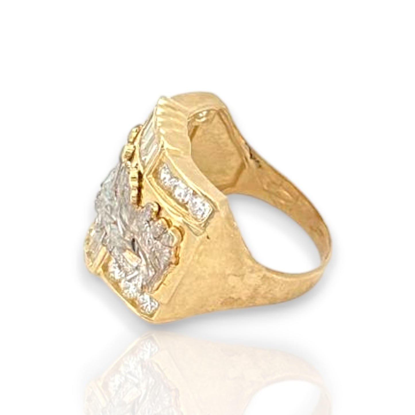 Last Supper Two Tone CZ Ring  - 10K Yellow Gold
