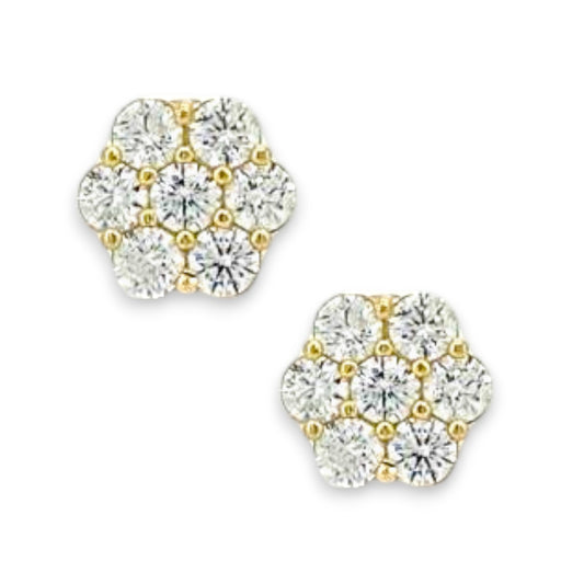 Flower ZC Earrings - 10K Yellow Gold