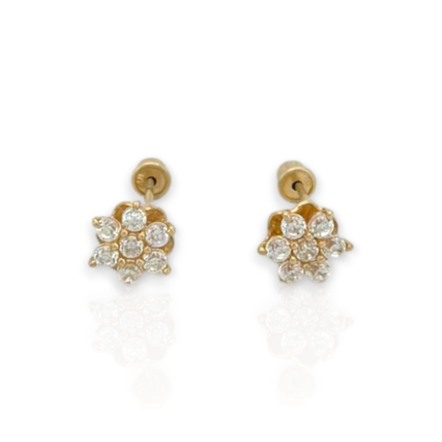 Tiny Flower CZ Stud Earrings - 10K Yellow Gold