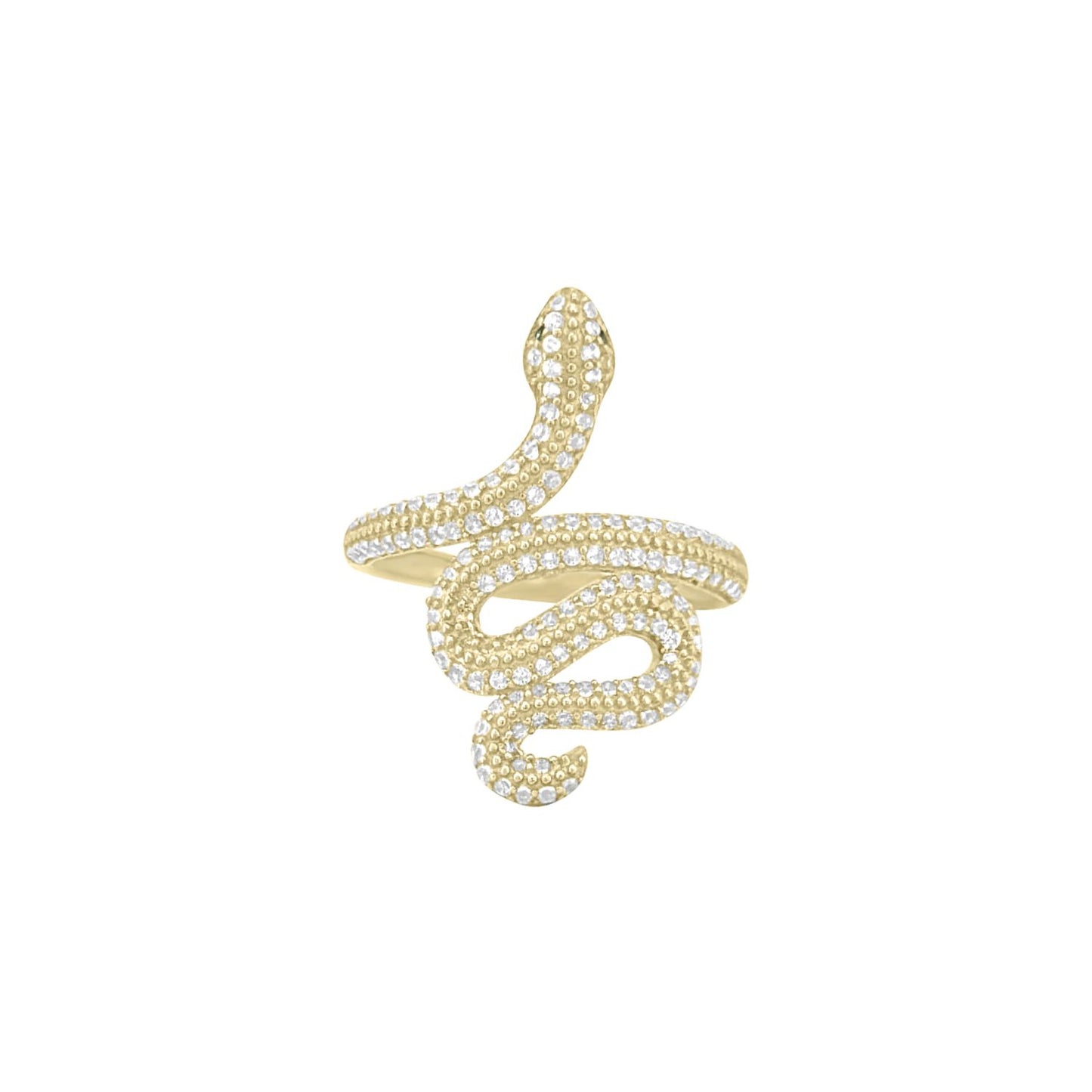 Snake CZ Ring - 10K Yellow Gold