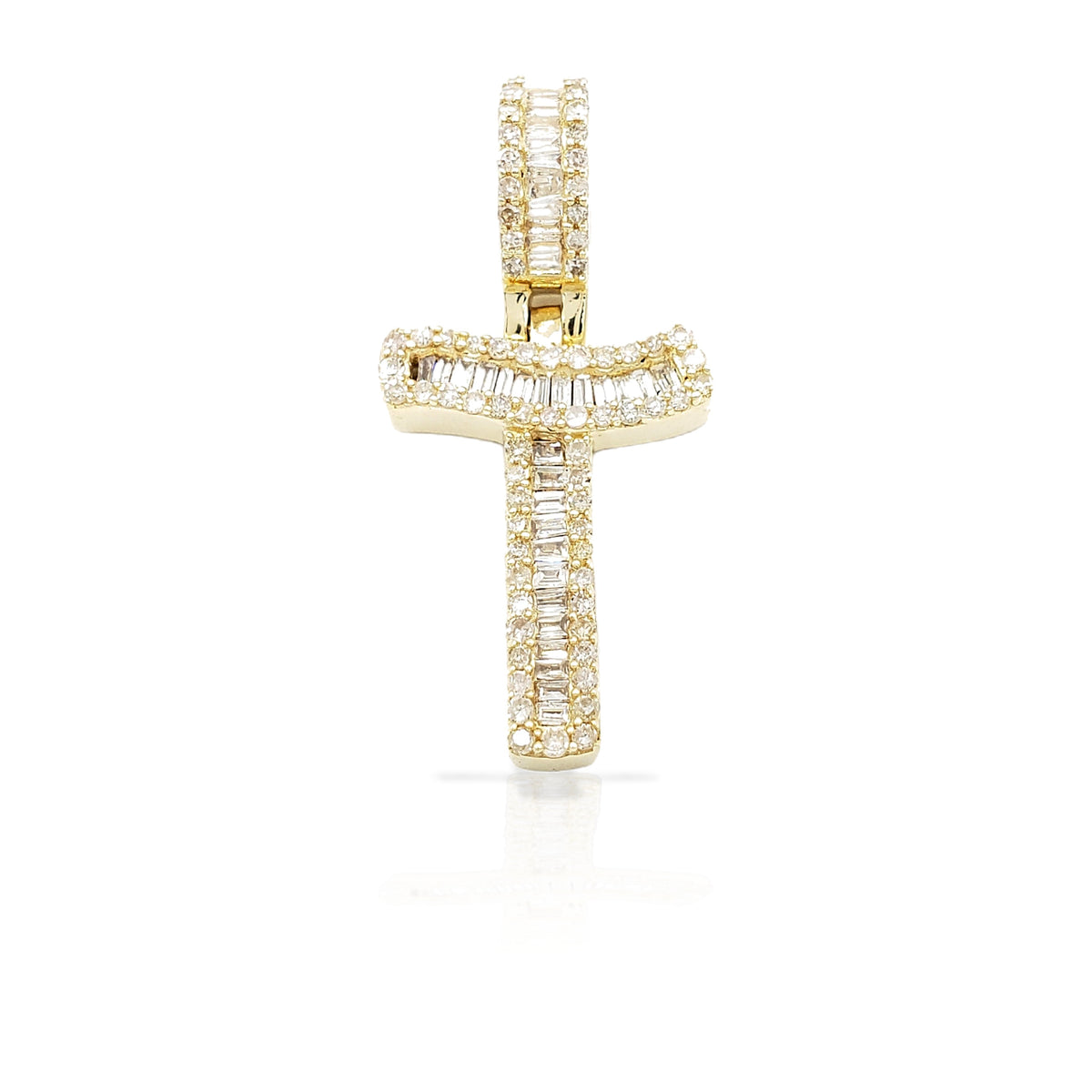 14K Gold Baguette Diamond Letter Pendants