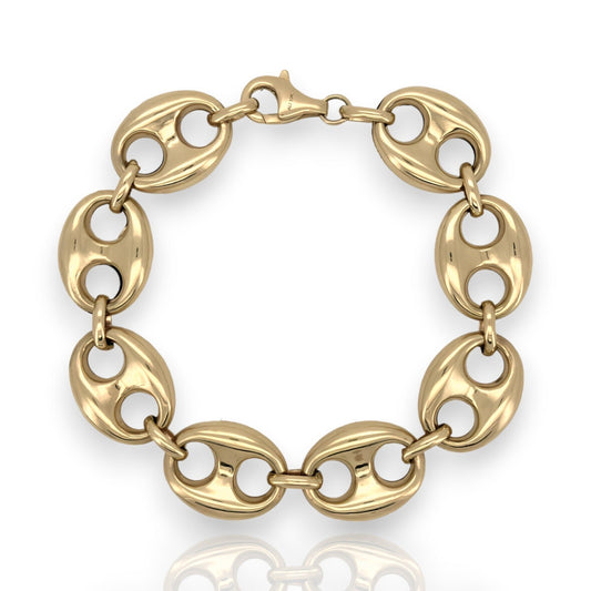 Puffed Gucci Link Chain Bracelet - 14K Yellow Gold - Hollow