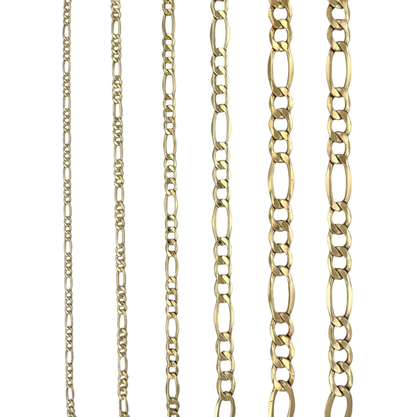 Figaro Link Chain Necklace - 14K Yellow Gold - Hollow