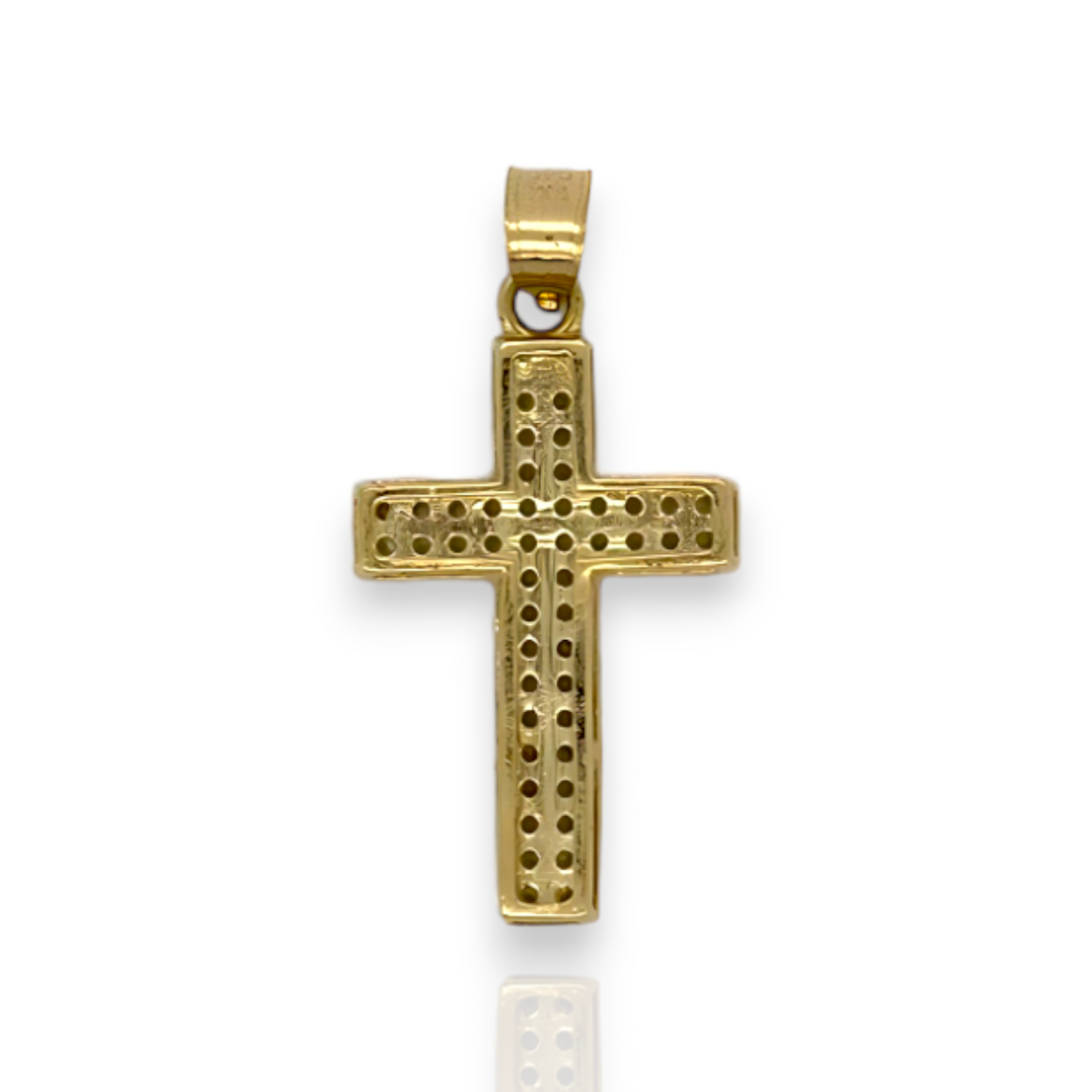 Cross Pendant With Cubic Zirconia CZ - 10k Yellow Gold