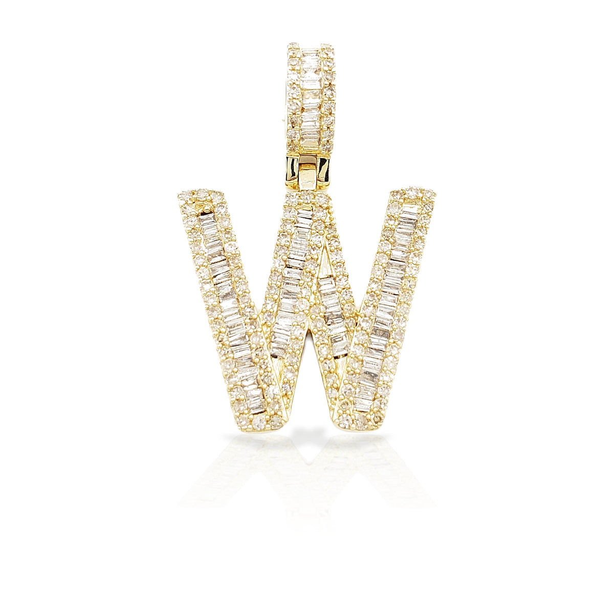 14K Gold Baguette Diamond Letter Pendants