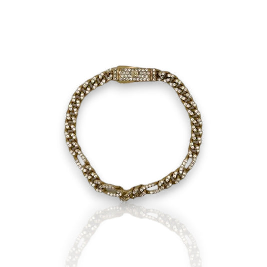 Figaro Link Cz Bracelet - 10K Yellow Gold