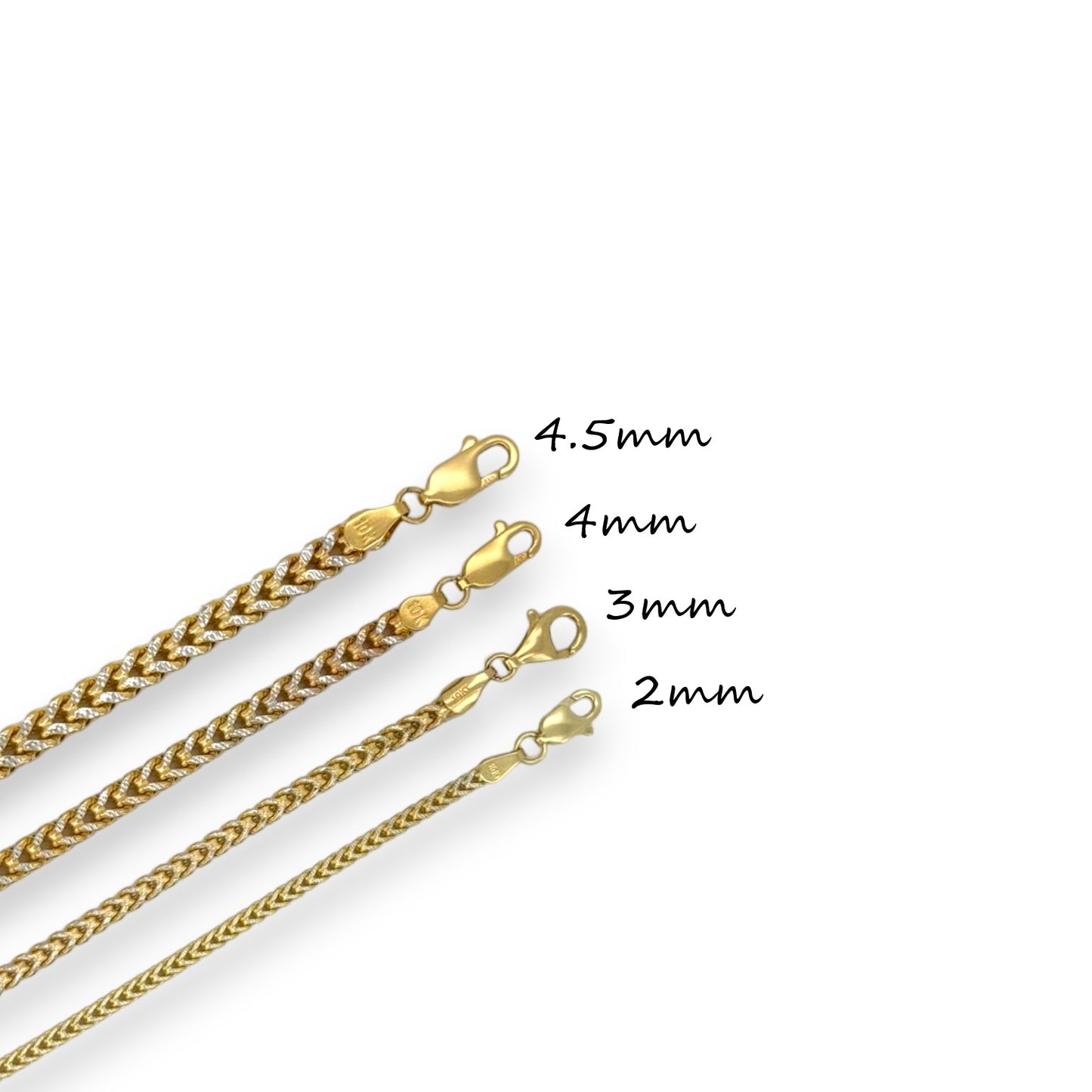 Franco Box Two Tone Anklet - 10K Yellow Gold