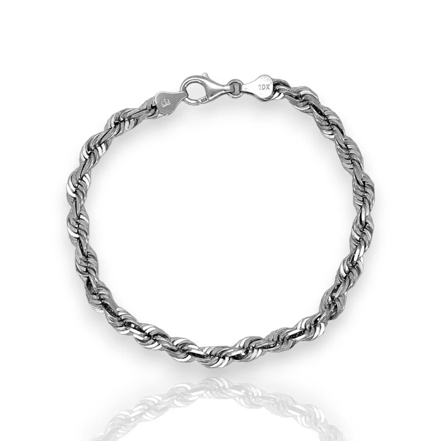 Rope Chain Bracelet - 10K White Gold - Solid