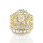 Large Jesus Head Two Tone With CZ Ring  - 10K Yellow Gold