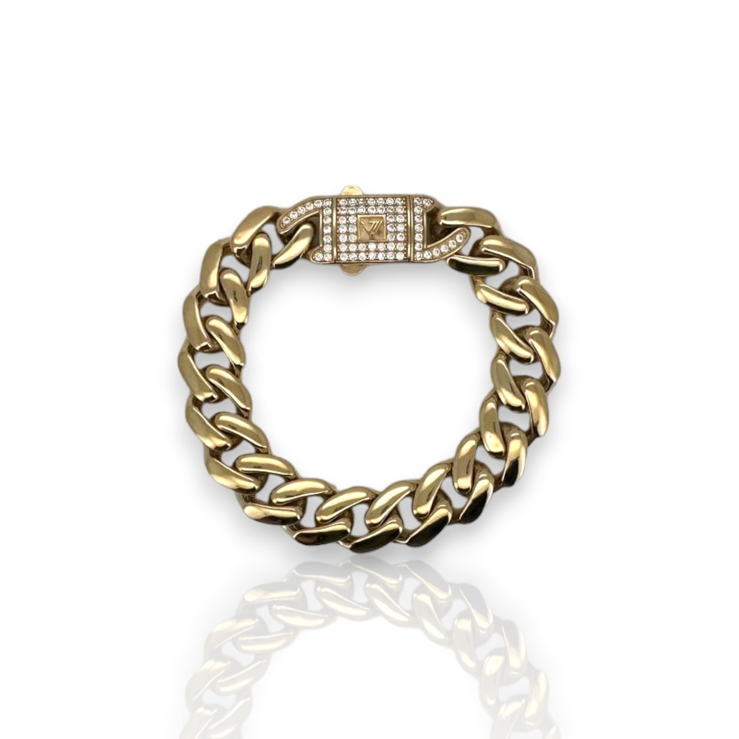 Pave Link Cz Bracelet - 10K Yellow Gold