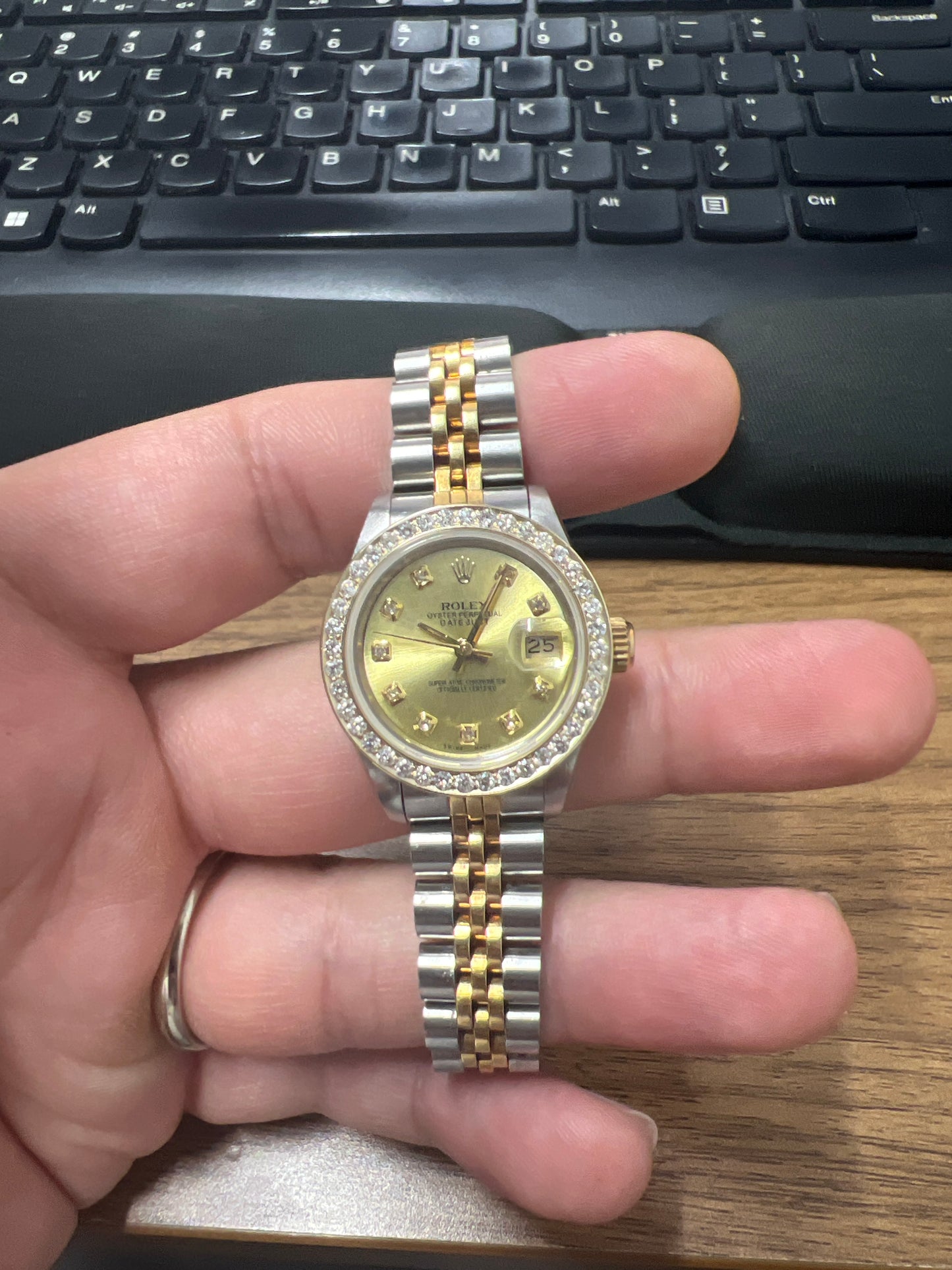 Rolex Datejust Diamond Bezel Watch 26mm Champagne Diamond Dial | 1.10ct