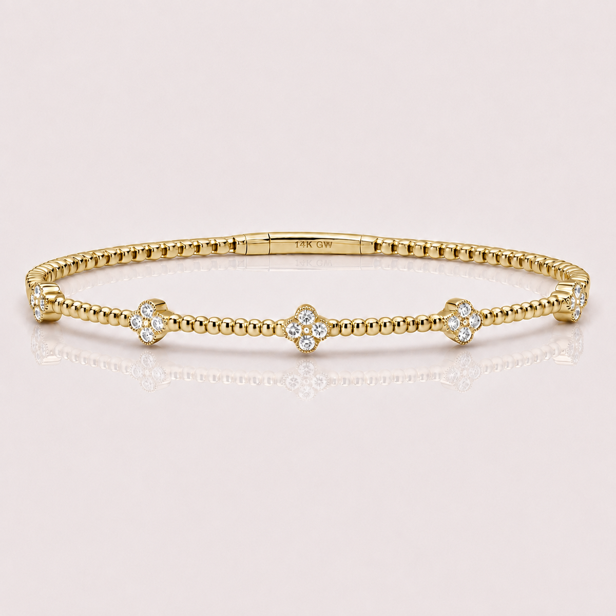 14K Clover Illusion Flexible Bangle