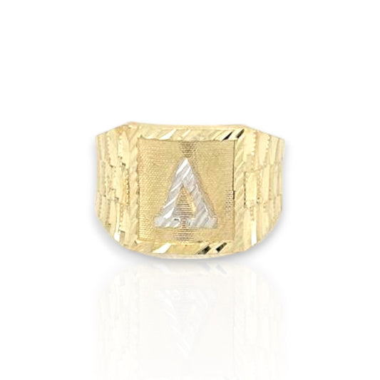 Initials Diamond Cut Ring - 10K Yellow Gold