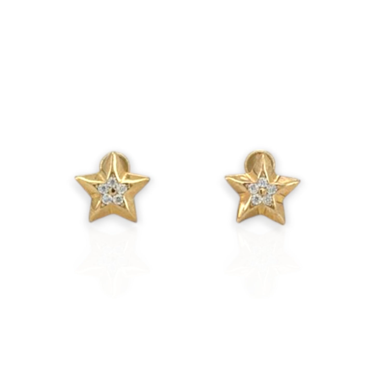 Tiny Star CZ Stud Earrings - 10K Yellow Gold