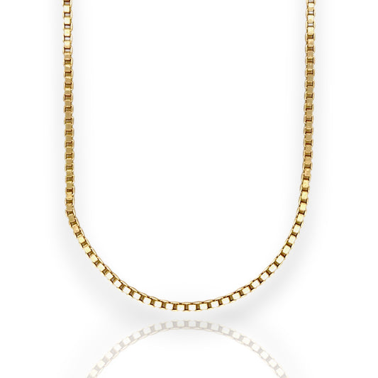 Box Chain Necklace - 14k Yellow Gold - Solid