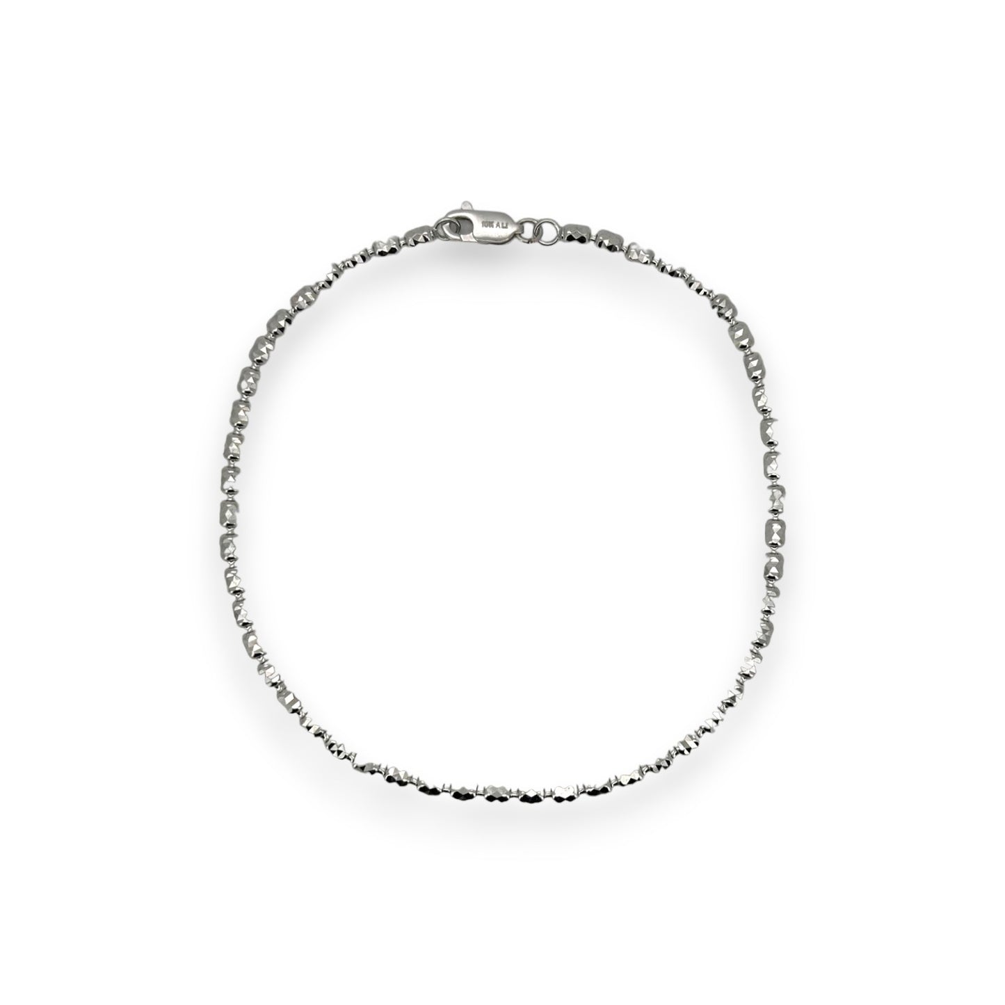 Ball Beats Anklet - 10K White Gold