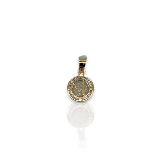 Circle Letter A Pendant - 10K Yellow Gold