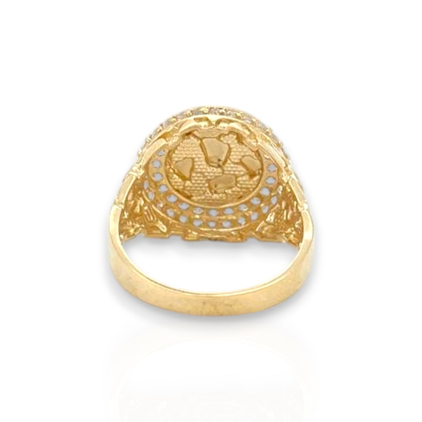 Nugget CZ Round Ring - 10K Yellow Gold