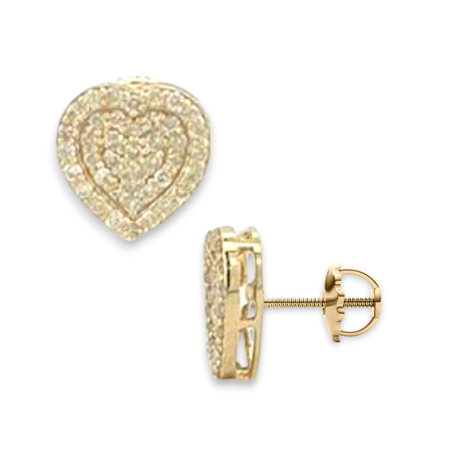 0.48ct Diamond Heart Stud Earrings - 14k Yellow Gold