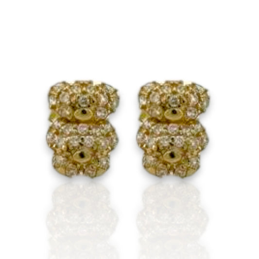 Teddy Bear Earrings - 10K Yellow Gold