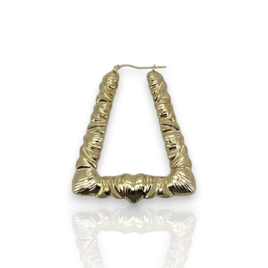 Hoop Bamboo Earrings - 10K Yellow Gold