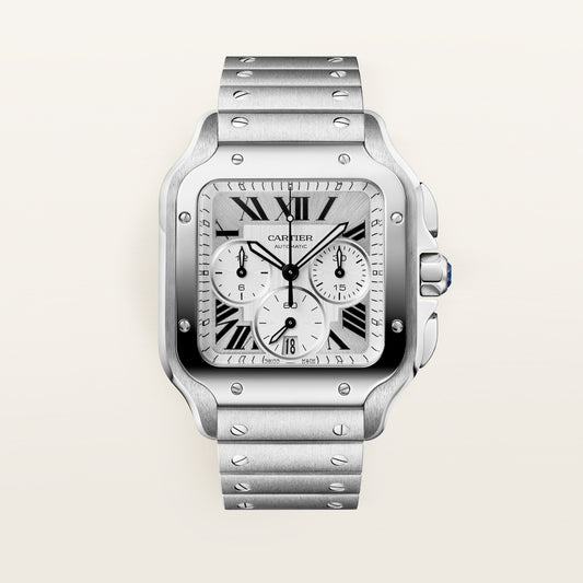 Cartier Santos de Cartier WSSA0083 - Large model Steel, Satin- and sunray-finish (chronograph) Dial, Steel bracelet
