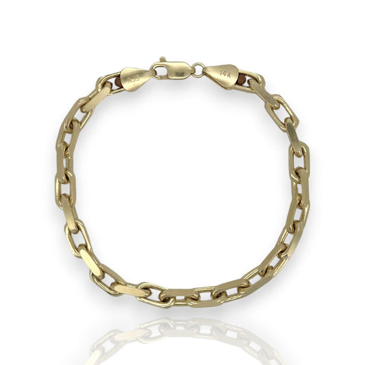 Chunky Box Chain Bracelet - 14K Yellow Gold - Solid