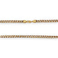 Round Franco Box Chain Necklace - 14K Two Tone Yellow Pave Gold - Solid