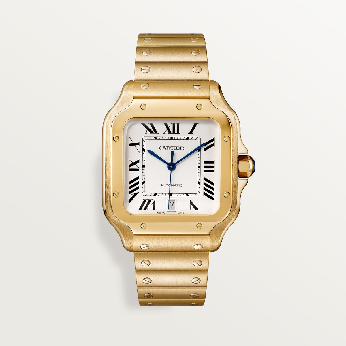 Cartier Santos de Cartier WGSA0029 - Large model Yellow gold, Silvered opaline Dial, Yellow gold bracelet