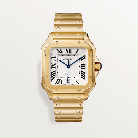 Cartier Santos de Cartier WGSA0029 - Large model Yellow gold, Silvered opaline Dial, Yellow gold bracelet