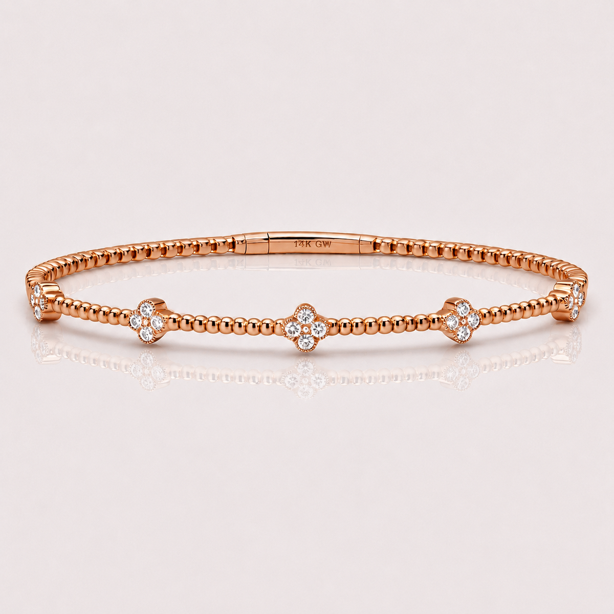 14K Clover Illusion Flexible Bangle
