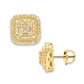 1.13ct Diamond Baguette and Round Stud Earrings - 14k Yellow Gold