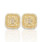 1.13ct Diamond Baguette and Round Stud Earrings - 14k Yellow Gold