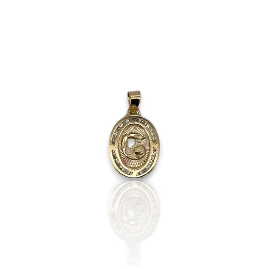 Medallion Bautismo CZ - 10K Yellow Gold