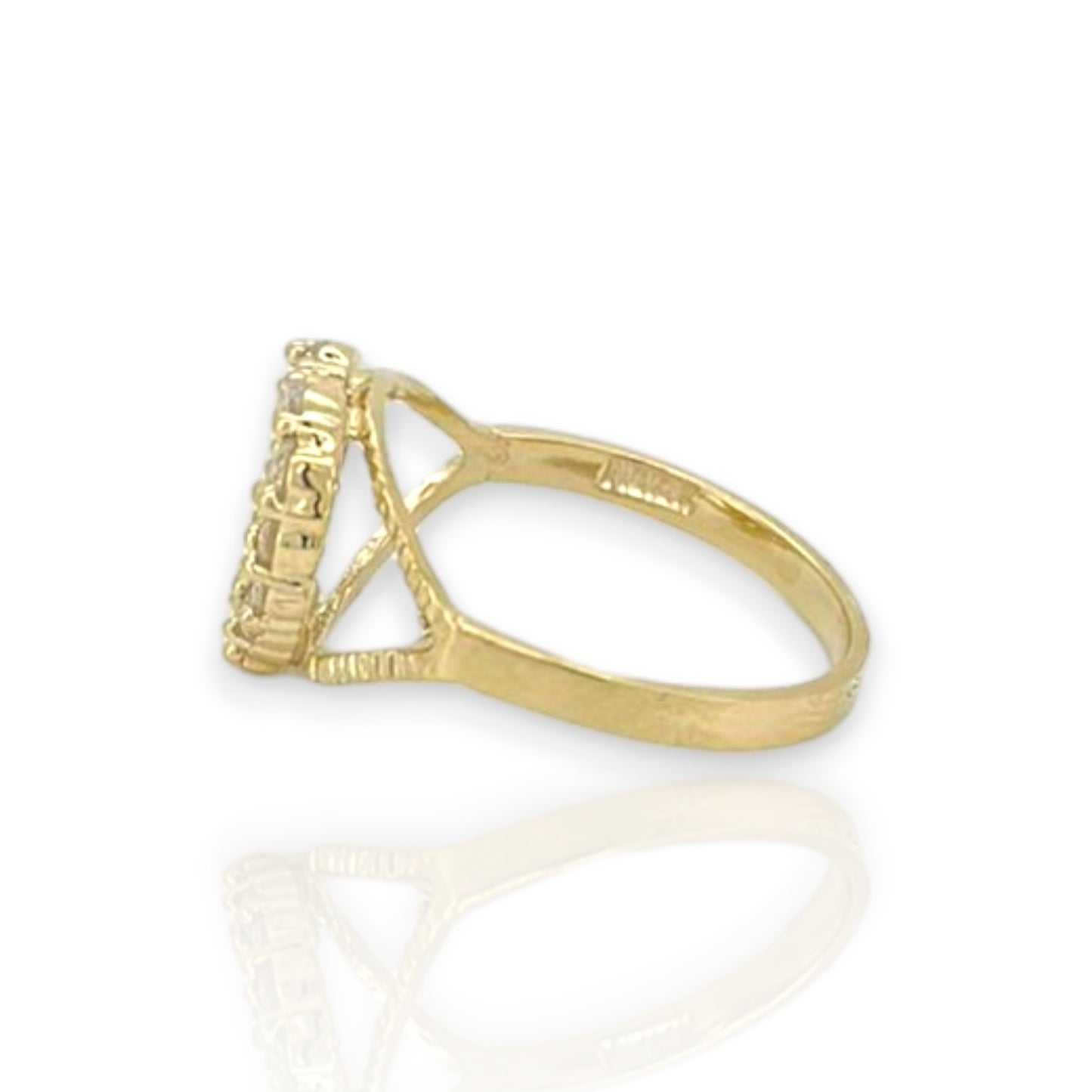 "Love You" CZ Heart  Ring - 10K Yellow Gold