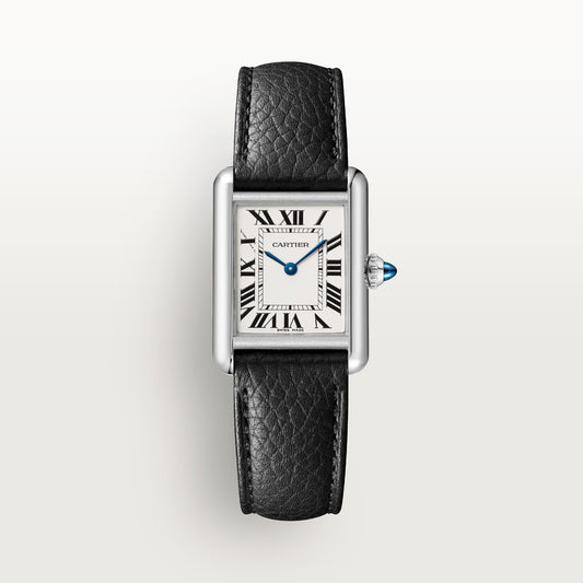 Cartier Tank Must de Cartier WSTA0135 - Small model Steel, Silvered Dial, Black grained calfskin strap
