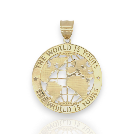 Colgante "El mundo es tuyo" - Oro amarillo de 10 quilates