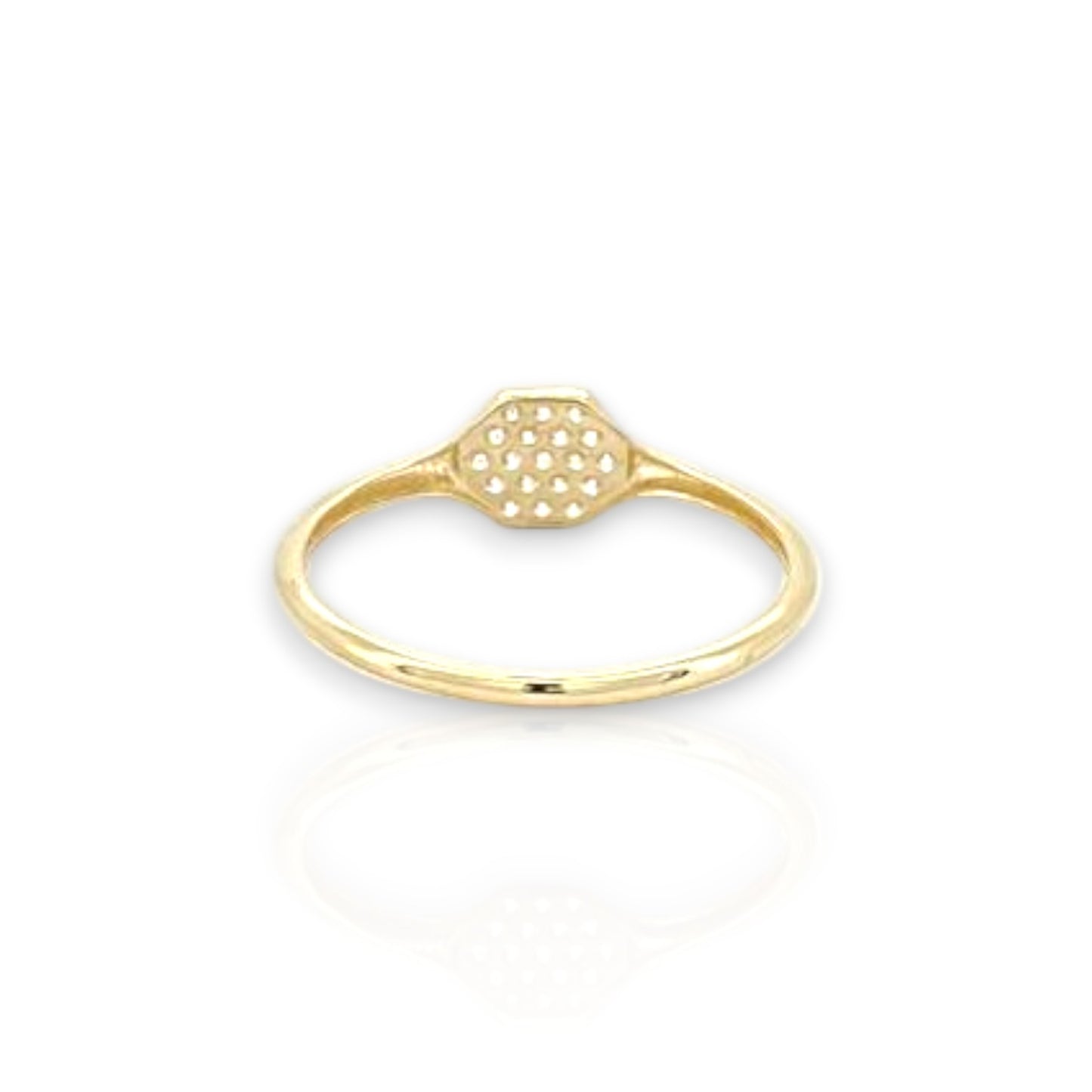 Hexagon Ring CZ - 10K Yellow Gold