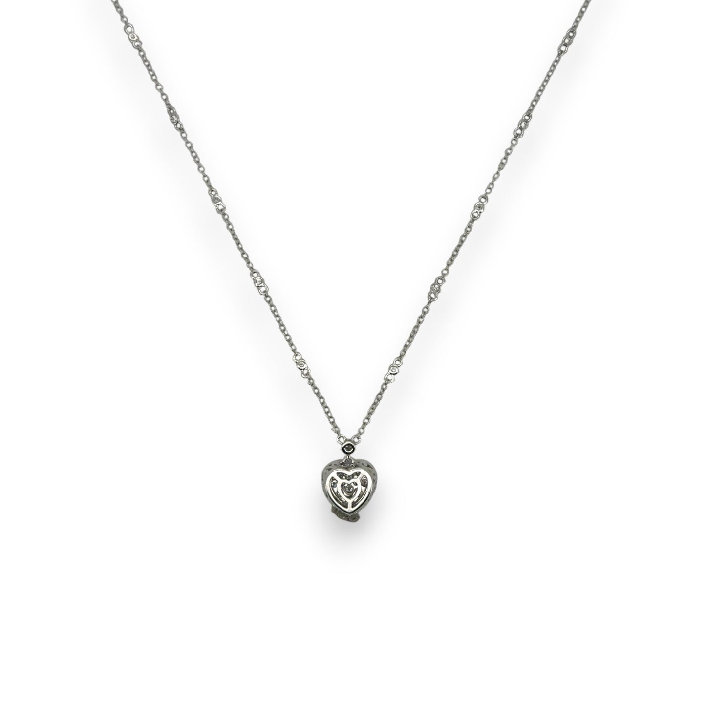 Hamsa Diamond Pendant With Cable Chain - 14K White Gold