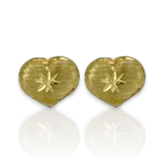 Heart  Earrings - 10K Yellow Gold