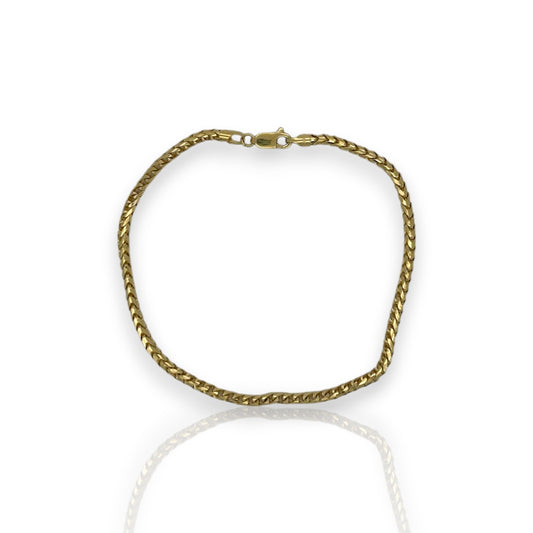 10K Fully Solid Franco Box Anklet - 10K Yellow Gold